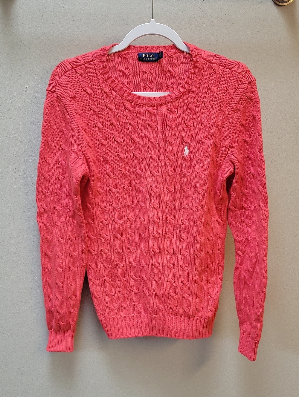 Polo by Ralph Lauren Coral Cable-Knit Crew Sweater